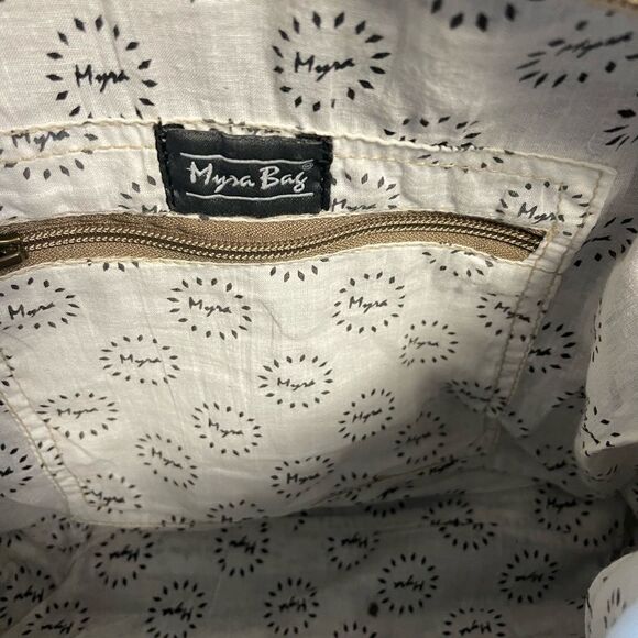 Myra Bag canvas & leather Hobo Beige gray & brown shoulder bag - Picture 8 of 11